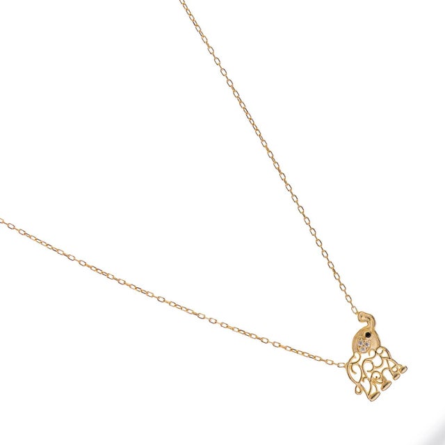 Lucky Charm Filigree Elephant Gold Necklace For Sale In Miami - Image 6 of 9