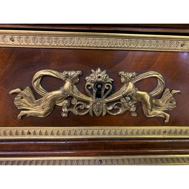 Large Antique French Empire Flame Mahogany Cylinder Desk, 1850 For Sale - Image 17 of 18