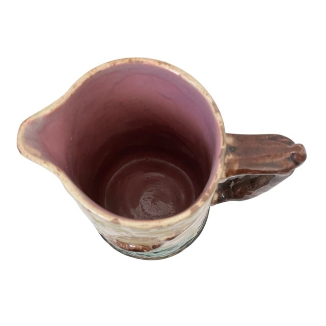 Antique England Majolica Pitcher Crane Stork & Lily Pad Aesthetic Style #36 For Sale In San Francisco - Image 6 of 8