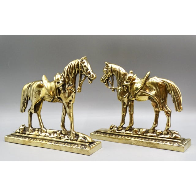 Metal Circa 1890 English Gilt Brass Horses Mantel Decorations For Sale - Image 7 of 9