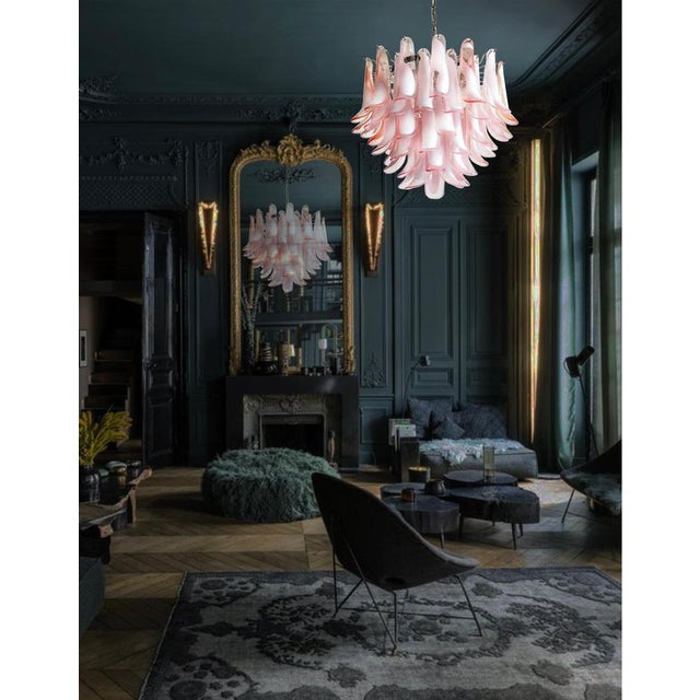 Flamingo Italian Pink Petal Chandeliers, Murano, 1995, Set of 2 For Sale - Image 4 of 14
