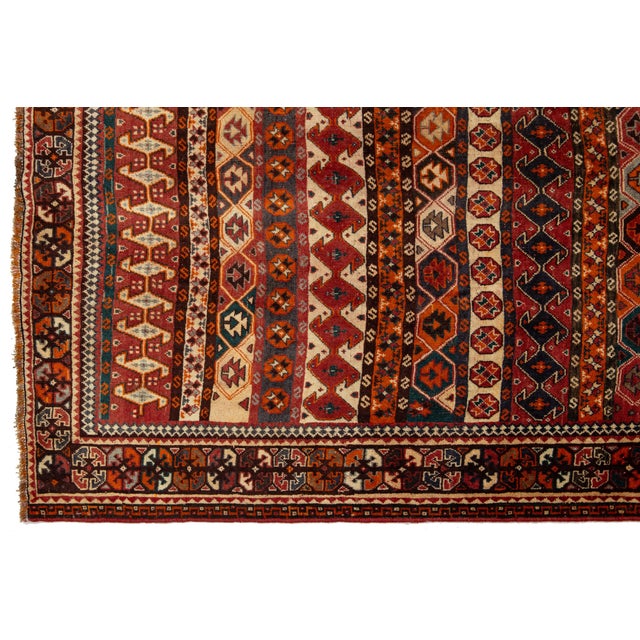 Red Vintage Persian Shiraz Room Size Wool Rug For Sale - Image 8 of 8