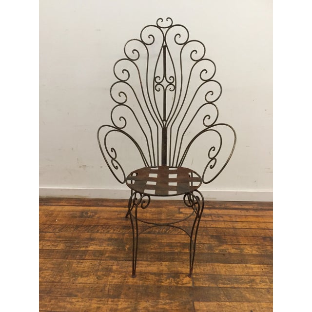 Metal Garden Chair French Art Nouveau Wrought Iron For Sale - Image 7 of 8