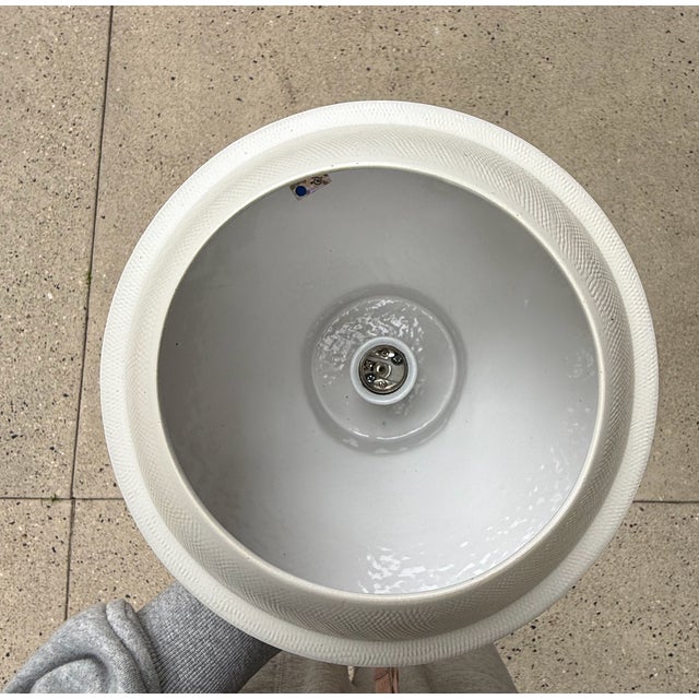 Organic Modern Sculptural Ceramic Gubbio Pendant Lights by Miri Mara – Ribbed Stoneware, California Studio - Unused Pair For Sale In Los Angeles - Image 6 of 10