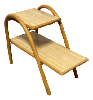 1940s Mid-Century Modern Bamboo and Wood Side Step Table