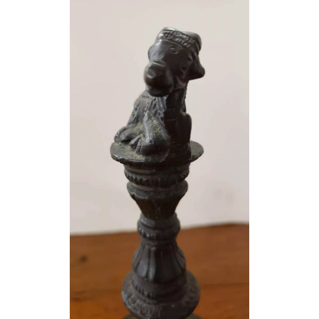 Indian Mid 20th Century Indian Hindu Bronze Ghanta Nandi the Bull Handle Ritual Hand Bell For Sale - Image 3 of 10