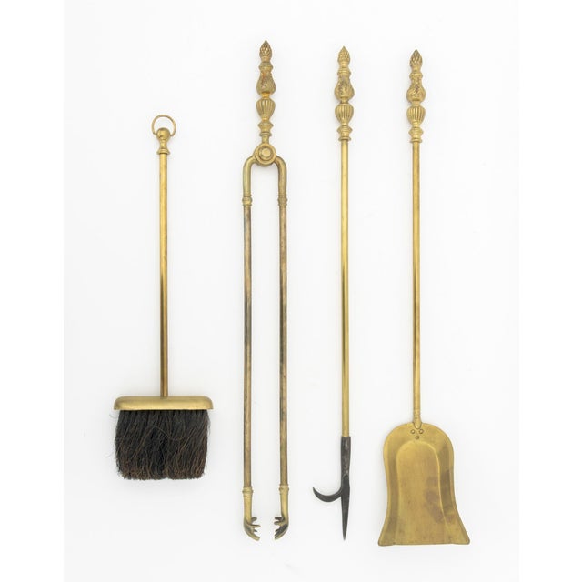 Neoclassical Style Brass Fireplace Tool Set, 5 Pcs. For Sale In New York - Image 6 of 16