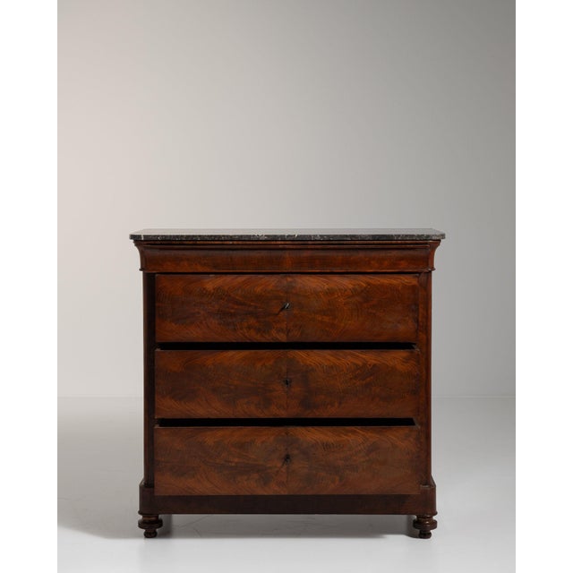 19th Century 19th Century France Rich Mahogany Marble-Top Mahogany Chest For Sale - Image 5 of 11