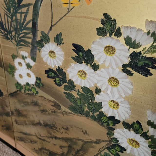 Mid-20th Century Japanese 4-Panel Gold Leaf "Kin Byōbu" Screen – Signed Ei-Hō For Sale In Austin - Image 6 of 13