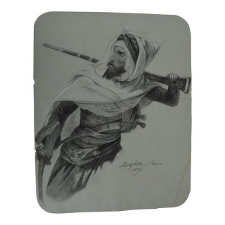 19th Century Desplan Antoine French Drawing of a Warrior For Sale