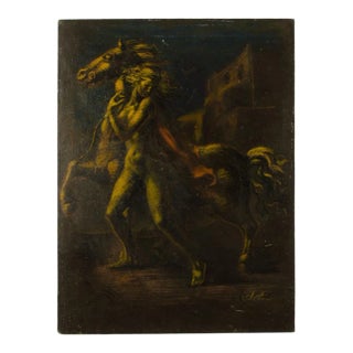 Mid 20th Century "Lady and Horse" Figurative Nude Oil Painting by Roman Gregory Chatov For Sale