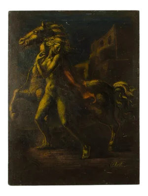 Mid 20th Century "Lady and Horse" Figurative Nude Oil Painting by Roman Gregory Chatov