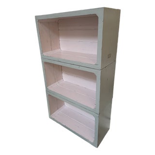 Pink + White Stacking Shelves, Set of Three For Sale