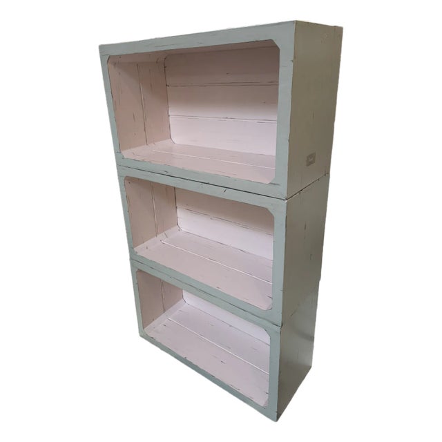 Pink + White Stacking Shelves, Set of Three For Sale