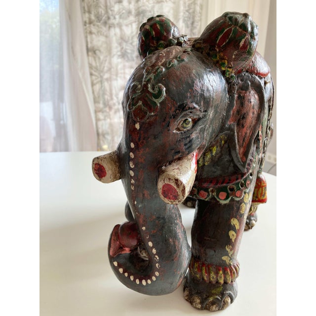 Painted Wood Elephant Figure, 1960s For Sale - Image 12 of 15