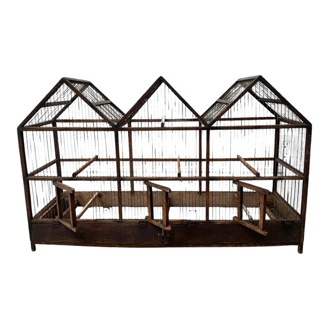 Large Antique 19th Century Architectural Model Primitive American Folk Art Birdcage For Sale