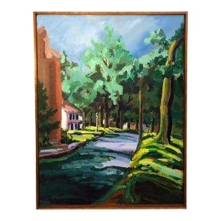 1960s Colorful Mid Century Street Scene - Unsigned For Sale