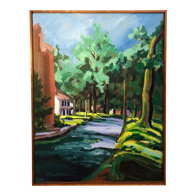 1960s Colorful Mid Century Street Scene - Unsigned For Sale