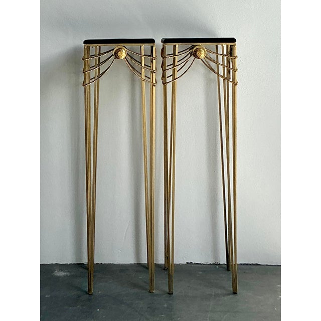 Postmodern Vintage Boho Swag Medallion Pedestals - A Pair For Sale - Image 3 of 6