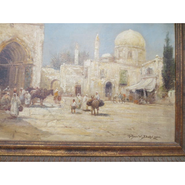 Moroccan Market Oil on Canvas by Arthur Diehl Circa 1911 For Sale In New York - Image 6 of 8