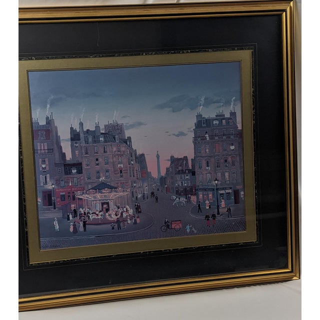 Late 20th Century Michel Delacroix "Carousel" Framed Paris Street Scene Lithograph, Signed in Plate For Sale - Image 11 of 15
