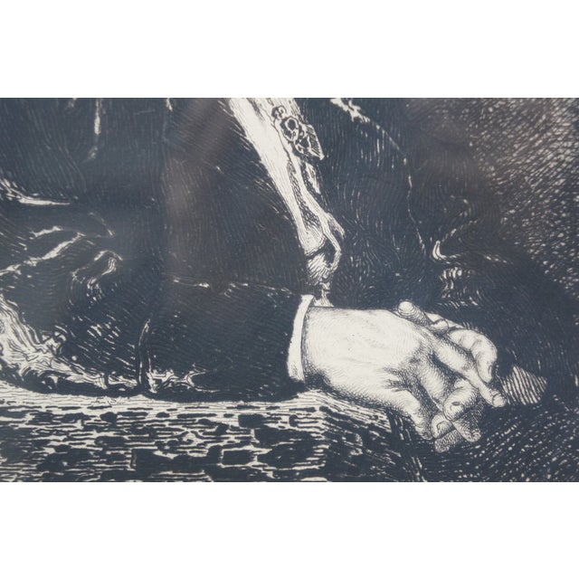 Antique French Victorian Salon De 1877 Carrier Belleuse Portrait Etching 27" For Sale - Image 12 of 14