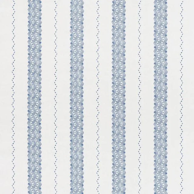 Sample - Schumacher Nauset Stripe Fabric in Indigo For Sale