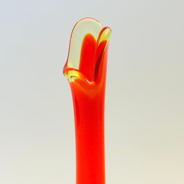 Mid 20th Century MCM Viking Epic Persimmon Orange Swung Glass Vase For Sale - Image 5 of 11