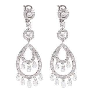 Boucheron 8.30 Carat Diamond 18k White Gold Drop Earrings, A Pair For Sale