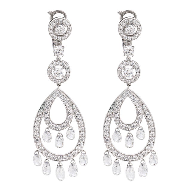 Boucheron 8.30 Carat Diamond 18k White Gold Drop Earrings, A Pair For Sale