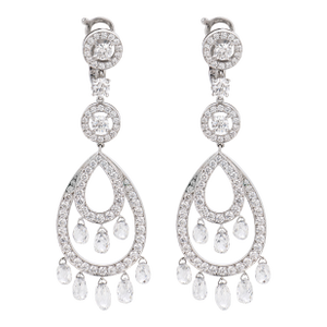 Boucheron 8.30 Carat Diamond 18k White Gold Drop Earrings, A Pair