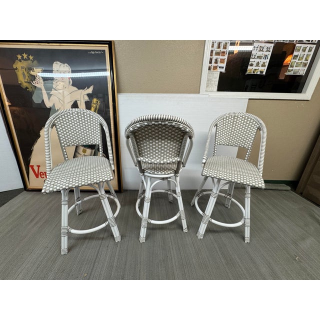 Serena & Lily Riviera Swivel Counter Stools, Set of Three For Sale - Image 4 of 12