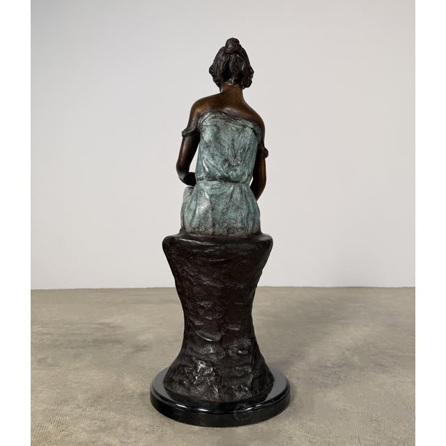 Bronze Neoclassical Sculpture, Woman With Vessel - 24" H For Sale - Image 10 of 10