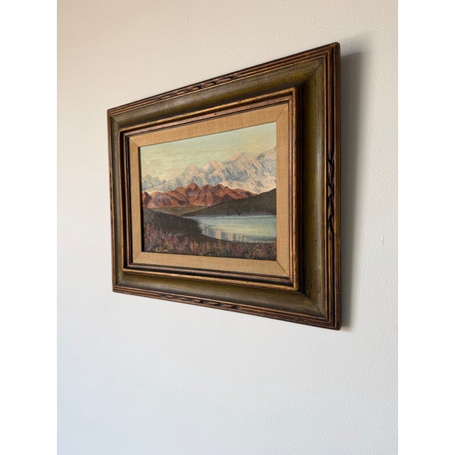 1970s Vintage P. Rimi “Mount McKinley” Landscape Oil on Canvas Painting, Wood Framed For Sale - Image 4 of 12