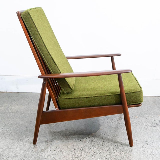 Mid-Century Modern 1960s Mid Century Danish Modern Lounge Chair Armchair Green Arms MCM Denmark Highback For Sale - Image 3 of 12