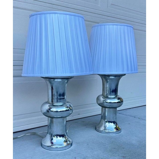 Bull Nose Cylinder Mercury Glass Table Lamps - a Pair For Sale - Image 10 of 18