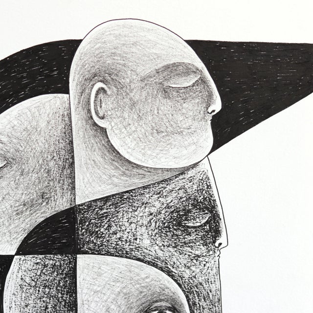 En Forme - Abstract Black and White Figurative Illustrative Ink Art on ...