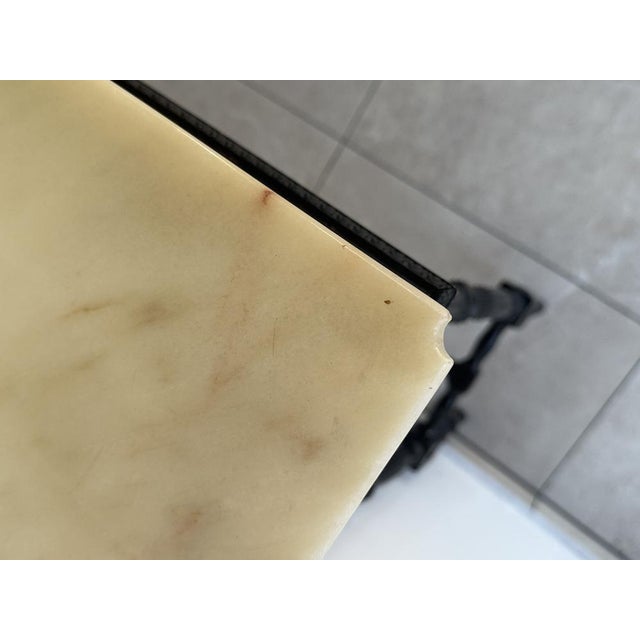 Mid-Century Italian Black Wood and Brass Console Table with Marble Surface For Sale - Image 12 of 14