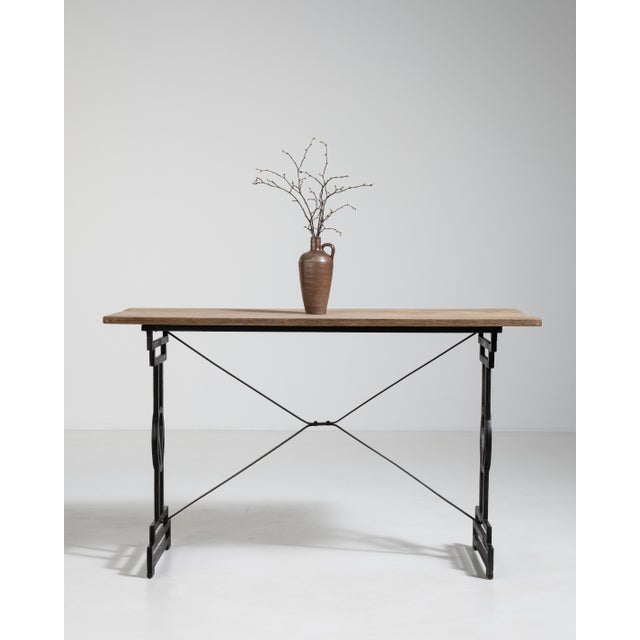 Cast Iron Bistro Table with Oak Top, Antique, France, 20th Century For Sale - Image 14 of 18