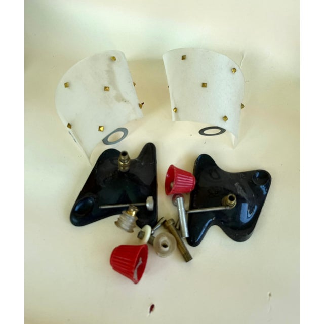 White Pair of 1950's Pierre Guariche French Wall Sconces + Spare Parts Mid Century For Sale - Image 8 of 8