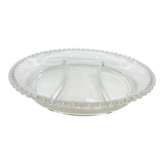 Mid 20th Century Imperial Glass Candlewick 10" 3-Part Divided Relish Dish For Sale