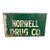 Vintage 1950’s Drug Pharmacy Reverse Painted Glass Advertisement Sign for Norwell Drug Co. For Sale