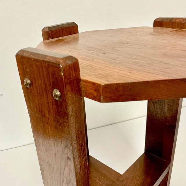 1920s Antique Folk Art Art Deco Arts & Crafts Drink Table or Plant Stand. For Sale - Image 9 of 12