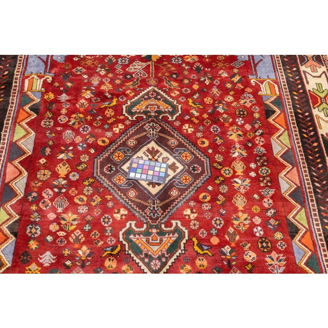 Vintage Hand-Knotted Persian Qashqai Rug 5'9" X 8'6" For Sale - Image 13 of 18