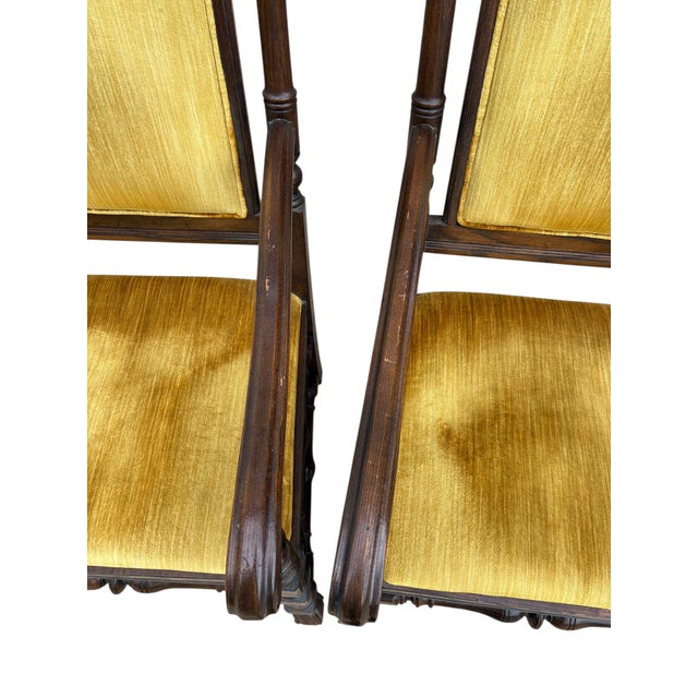 1980s Ethan Allen Jacobean Royal Charter Oak Dining Room Armchairs Gothic Pair For Sale In Philadelphia - Image 6 of 15