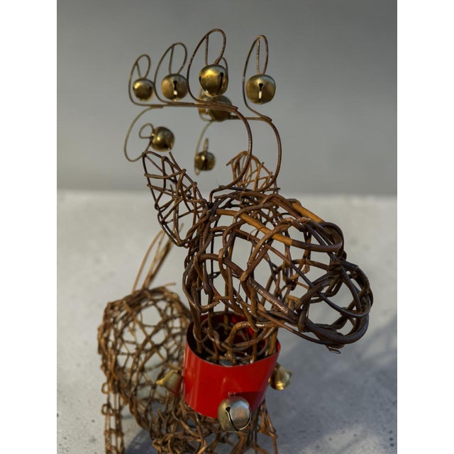 Wood Vintage Woven Organic Grapevine and Wire Holiday Reindeer Sculpture For Sale - Image 7 of 9