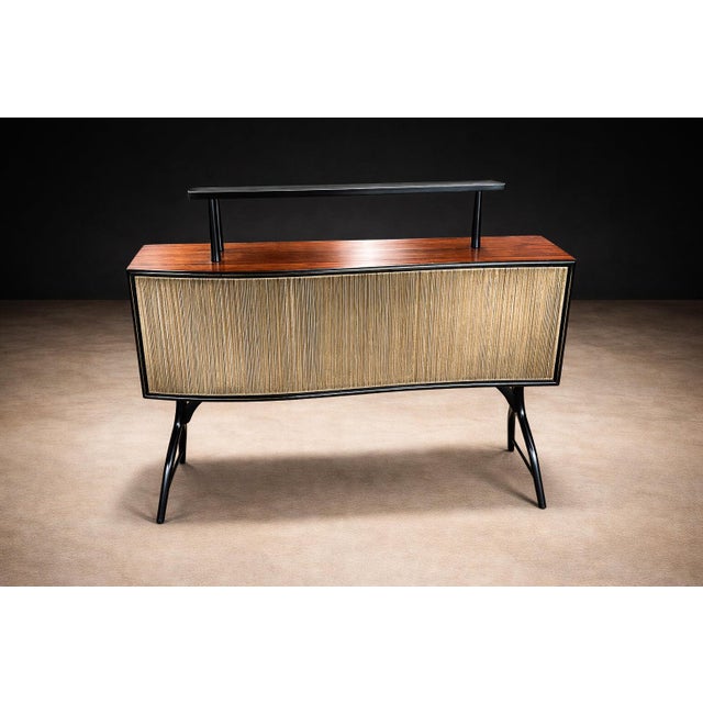 Brown Brazilian Modern Curved Brazilian Bar in Rosewood and Ebony Finish 1950s For Sale - Image 8 of 12