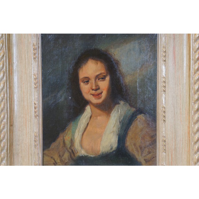Antique Frans Hals the Girl La Bohémienne Oil Portrait Painting 18" For Sale - Image 6 of 10