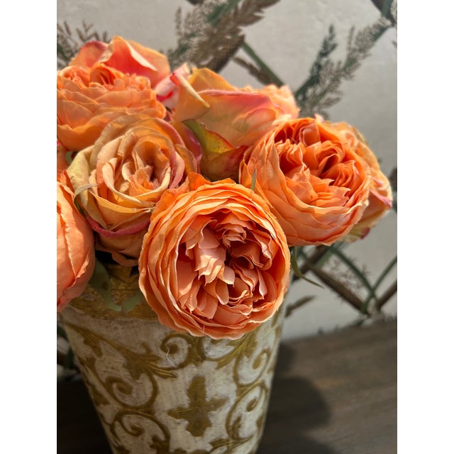 Rustic European Italian Florentia Handmade Decrative Container With Silk Roses For Sale - Image 3 of 12