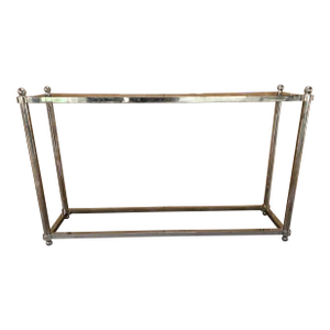 1970s Mid Century Modern Milo Baughman Style Chrome Console Table